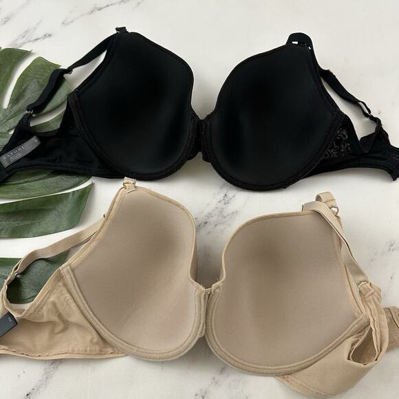 Natori Sheer Jacquard Underwire Bra Size 36 D Lot of 2 Nude Beige Black - Picture 7 of 11